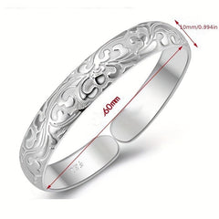 Vintage Silvery Bracelet Antique Cuff Bangle - Fortune Blessing
