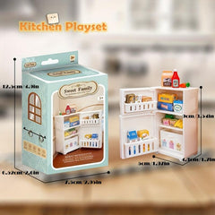Mini Kitchen Playhouse Toy for Children Simulative Kitchen Refrigerator Food