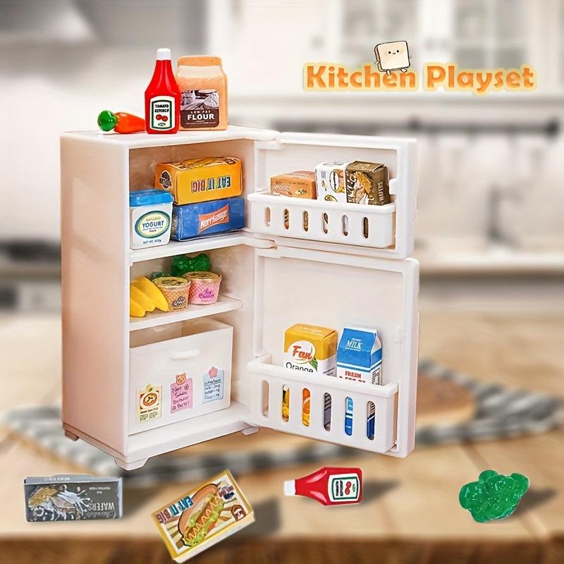 Mini Kitchen Playhouse Toy for Children Simulative Kitchen Refrigerator Food
