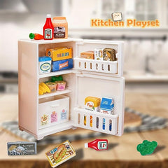 Mini Kitchen Playhouse Toy for Children Simulative Kitchen Refrigerator Food