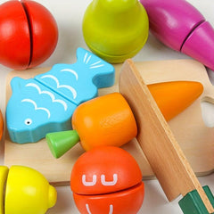 Wooden Vegetable Cutting Kitchen Toy for Children