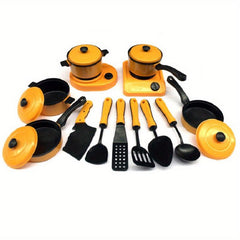 Kids Kitchen Cooking Playset: Pots, Pans, Utensils, Dishes
