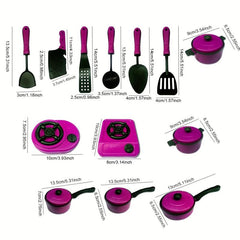 Kids Kitchen Cooking Playset: Pots, Pans, Utensils, Dishes