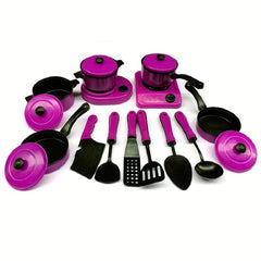 Kids Kitchen Cooking Playset: Pots, Pans, Utensils, Dishes