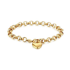 316 Stainless Steel Heart Charm Chain Link Bracelet for Women