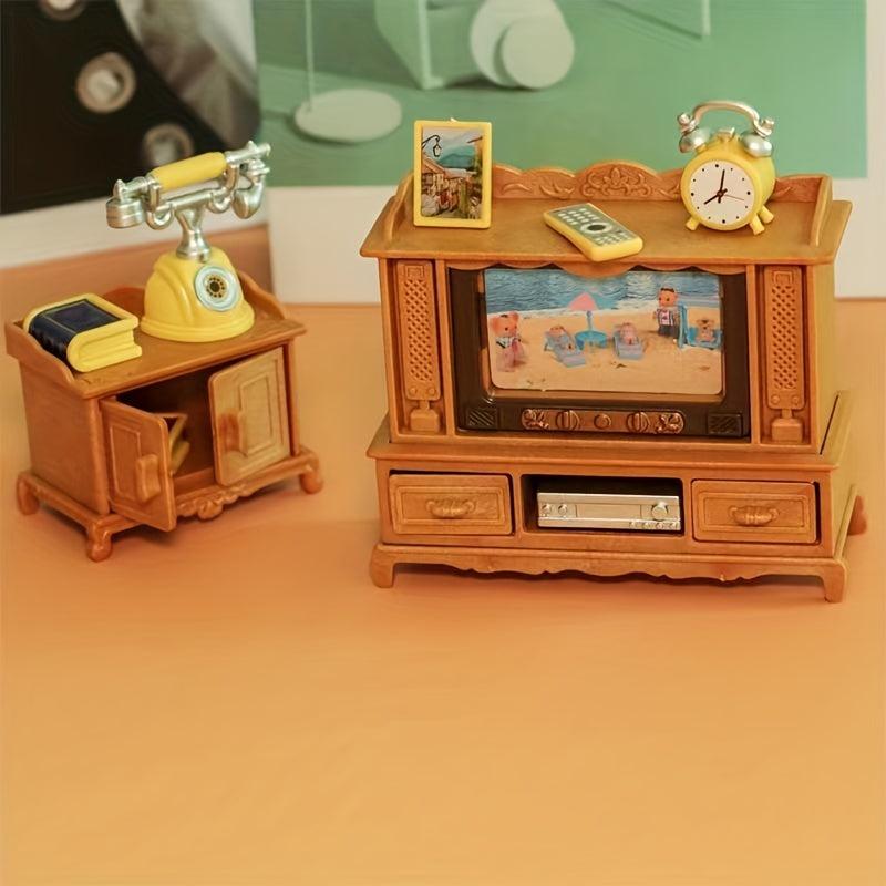 Dollhouse Living Room Decoration TV Set Kids Play Set Simulated Furniture