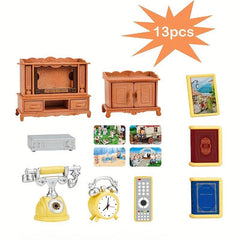 Dollhouse Living Room Decoration TV Set Kids Play Set Simulated Furniture