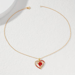 Rose Heart Pendant Necklace for Her