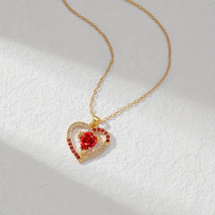 Rose Heart Pendant Necklace for Her