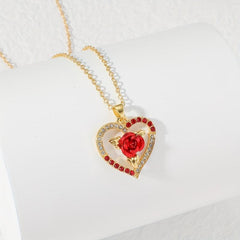 Rose Heart Pendant Necklace for Her