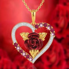 Rose Heart Pendant Necklace for Her
