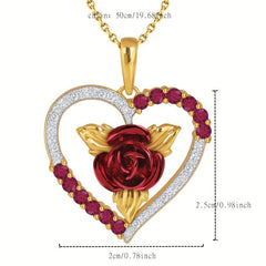 Rose Heart Pendant Necklace for Her