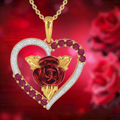 Rose Heart Pendant Necklace for Her