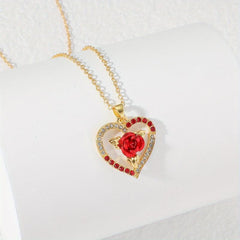 Rose Heart Pendant Necklace for Her