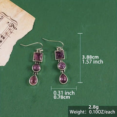 Bohemian Amethyst Earrings Wedding Jewelry Crystal Ball Christmas Gift