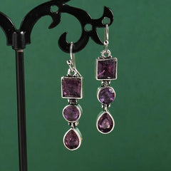 Bohemian Amethyst Earrings Wedding Jewelry Crystal Ball Christmas Gift