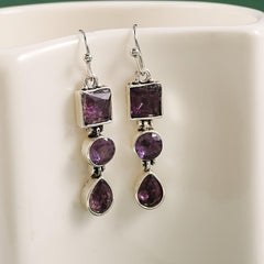 Bohemian Amethyst Earrings Wedding Jewelry Crystal Ball Christmas Gift
