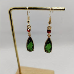 Jade Synthetic Emerald Water Drop Earrings Pendant Ear Clip Ear Ring