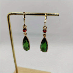 Jade Synthetic Emerald Water Drop Earrings Pendant Ear Clip Ear Ring
