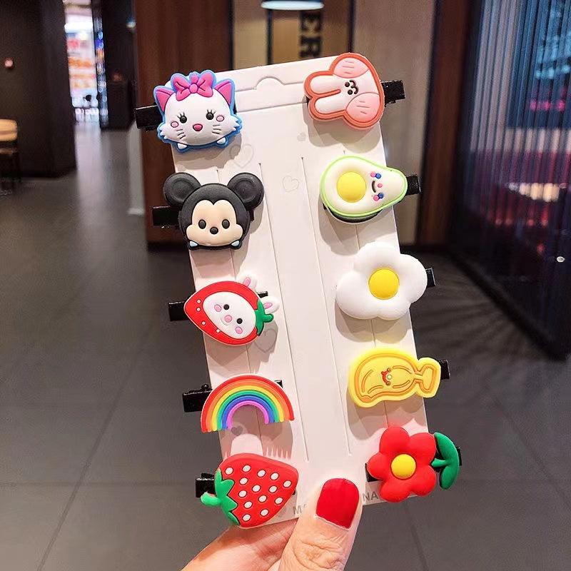 10 Candy Rainbow Hair Clips for Girls Fun Dessert Patterns Hair Accessories