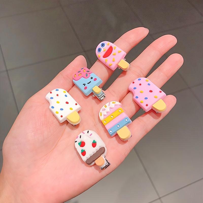 10 Candy Rainbow Hair Clips for Girls Fun Dessert Patterns Hair Accessories