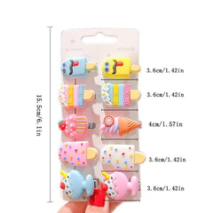 10 Candy Rainbow Hair Clips for Girls Fun Dessert Patterns Hair Accessories