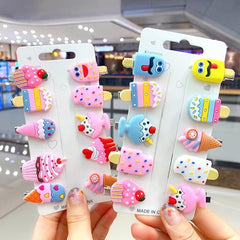 10 Candy Rainbow Hair Clips for Girls Fun Dessert Patterns Hair Accessories