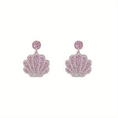 Silver Shell Resin Earrings Sequin Scallop Shape