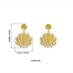 Silver Shell Resin Earrings Sequin Scallop Shape
