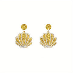 Silver Shell Resin Earrings Sequin Scallop Shape