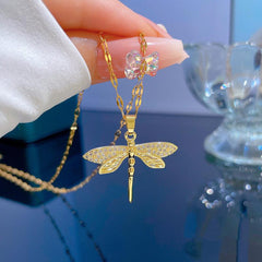 Fashion Dragonfly Pendant Necklace Crystal Women's Jewelry