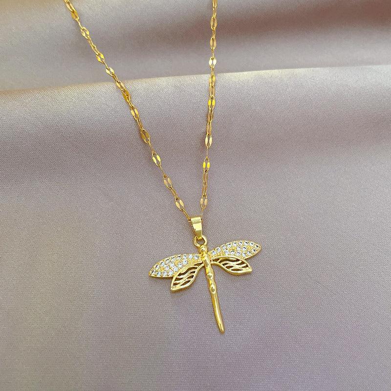 Fashion Dragonfly Pendant Necklace Crystal Women's Jewelry