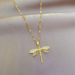 Fashion Dragonfly Pendant Necklace Crystal Women's Jewelry