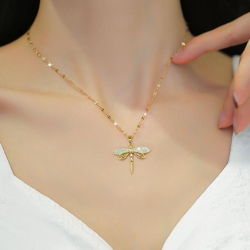 Fashion Dragonfly Pendant Necklace Crystal Women's Jewelry