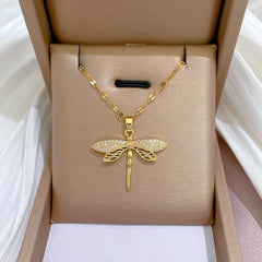 Fashion Dragonfly Pendant Necklace Crystal Women's Jewelry