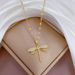 Fashion Dragonfly Pendant Necklace Crystal Women's Jewelry