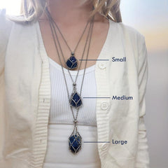 Gemstone Cage Necklace Holder Adjustable Golden Silver Women Men