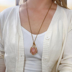 Gemstone Cage Necklace Holder Adjustable Golden Silver Women Men