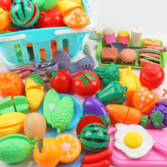 Kids Cutting Game Set - Fruits and Vegetables with Storage Basket