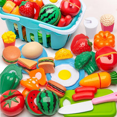 Kids Cutting Game Set - Fruits and Vegetables with Storage Basket