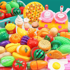 Kids Cutting Game Set - Fruits and Vegetables with Storage Basket