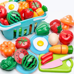 Kids Cutting Game Set - Fruits and Vegetables with Storage Basket