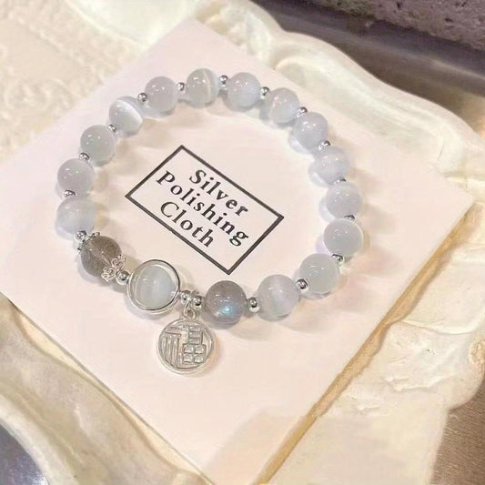 Cat Eye Lime Moonlight Crystal Bracelet