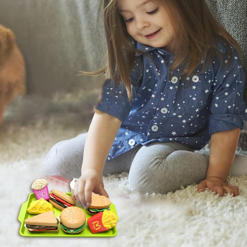 27pcs Kids Kitchen Toy Pretend Play Burger Removable Food Toys