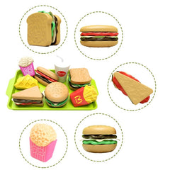 27pcs Kids Kitchen Toy Pretend Play Burger Removable Food Toys