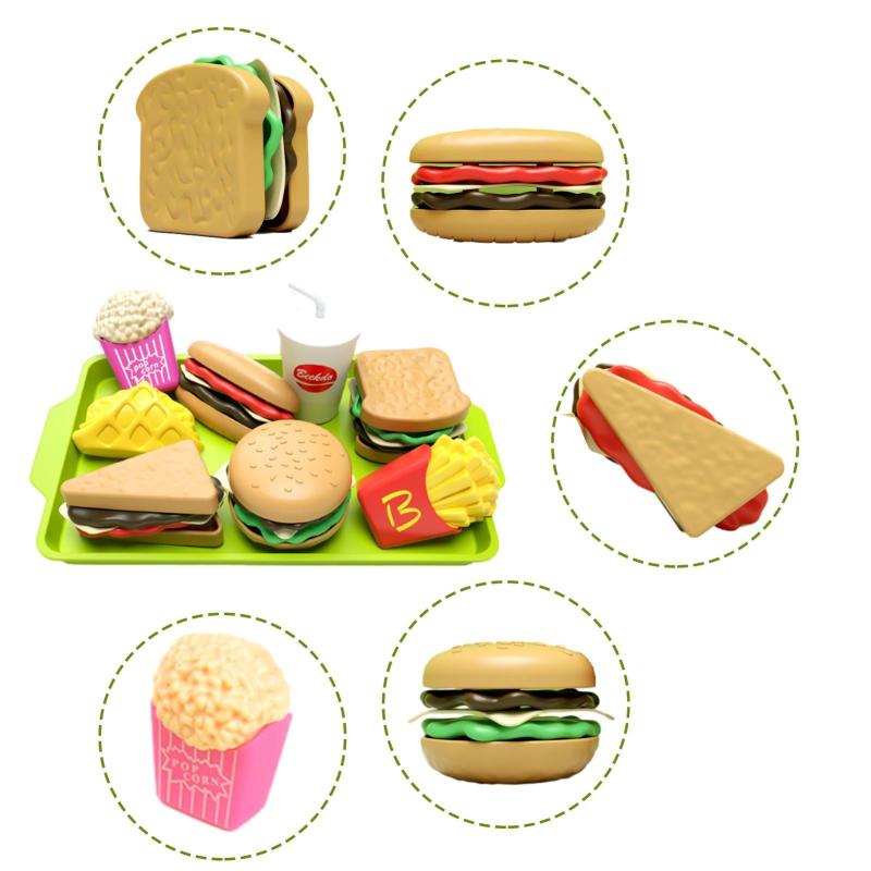 27pcs Kids Kitchen Toy Pretend Play Burger Removable Food Toys