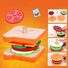 Wooden Hamburger Sandwich Set Montessori Food Toys