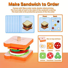 Wooden Hamburger Sandwich Set Montessori Food Toys