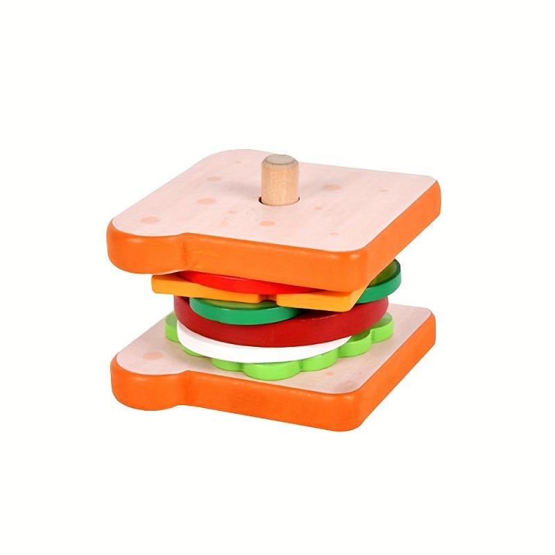 Wooden Hamburger Sandwich Set Montessori Food Toys