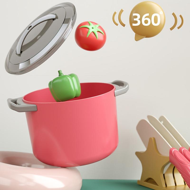 32-Piece Kid's Play Kitchen Cooking Toy Set with Fruit Cutting Utensils